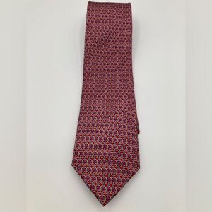 NEW Bloomingdale’s The Mens Store 100% Silk Neck Tie, Red, Interlocking Circle